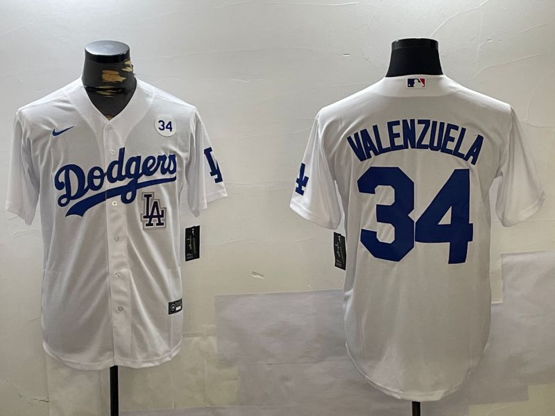 Men Los Angeles Dodgers #34 Valenzuela White Game 2024 Nike MLB Jersey style 112010